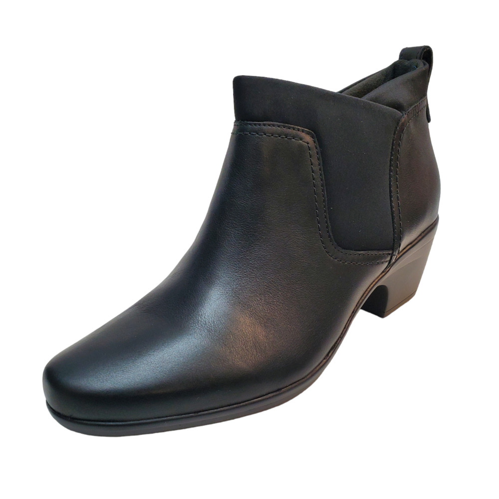 Clarks Of England Womens Shoes Emily Leather Chelsea Ankle Boots 10M Bla…